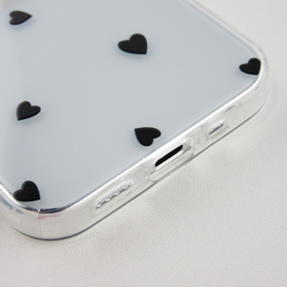 Coque iPhone 12 Pro Max - Gel petit coeur - Noir