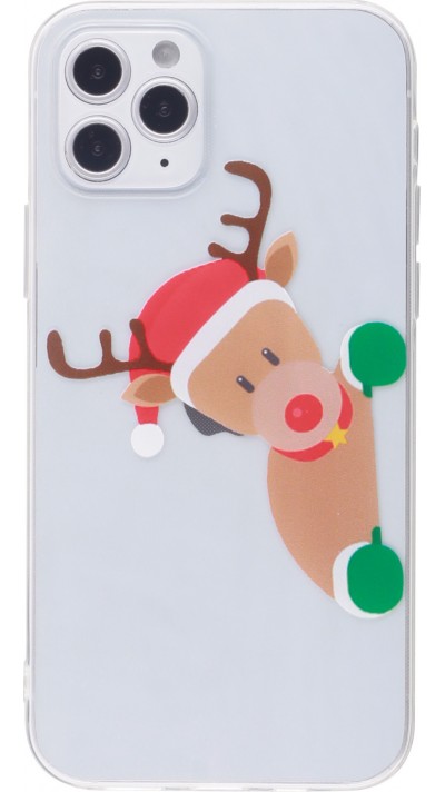 Hülle iPhone 12 Pro Max - Gummi transparent Weihnachten rentier