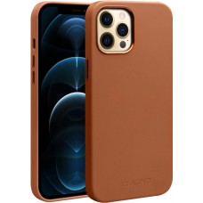 Coque iPhone 12 Pro Max - Qialino cuir véritable (compatible MagSafe) - Brun