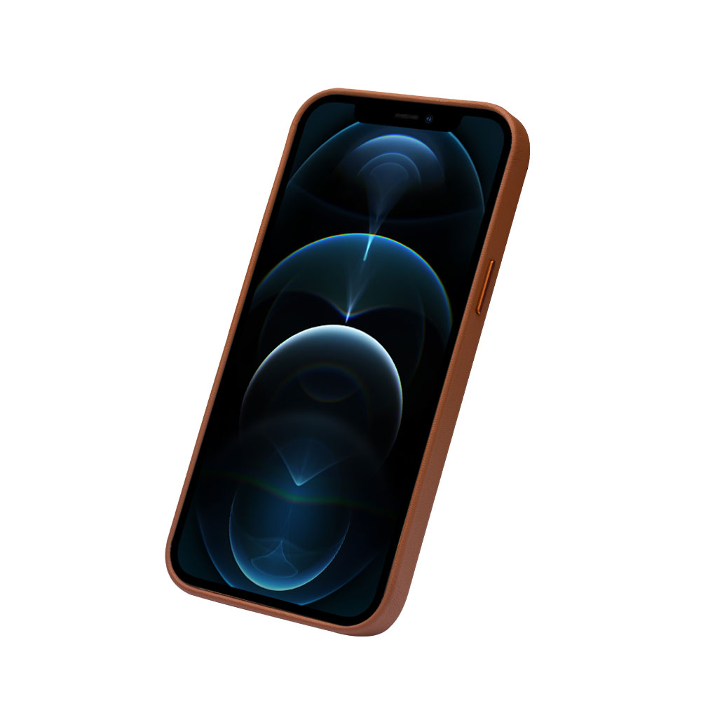 Coque iPhone 12 Pro Max - Qialino cuir véritable (compatible MagSafe) - Brun