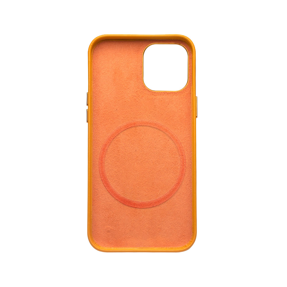 Coque iPhone 12 Pro Max - Qialino cuir véritable (compatible MagSafe) - Orange