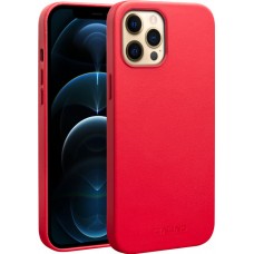 Coque iPhone 12 Pro Max - Qialino cuir véritable (compatible MagSafe) - Rouge