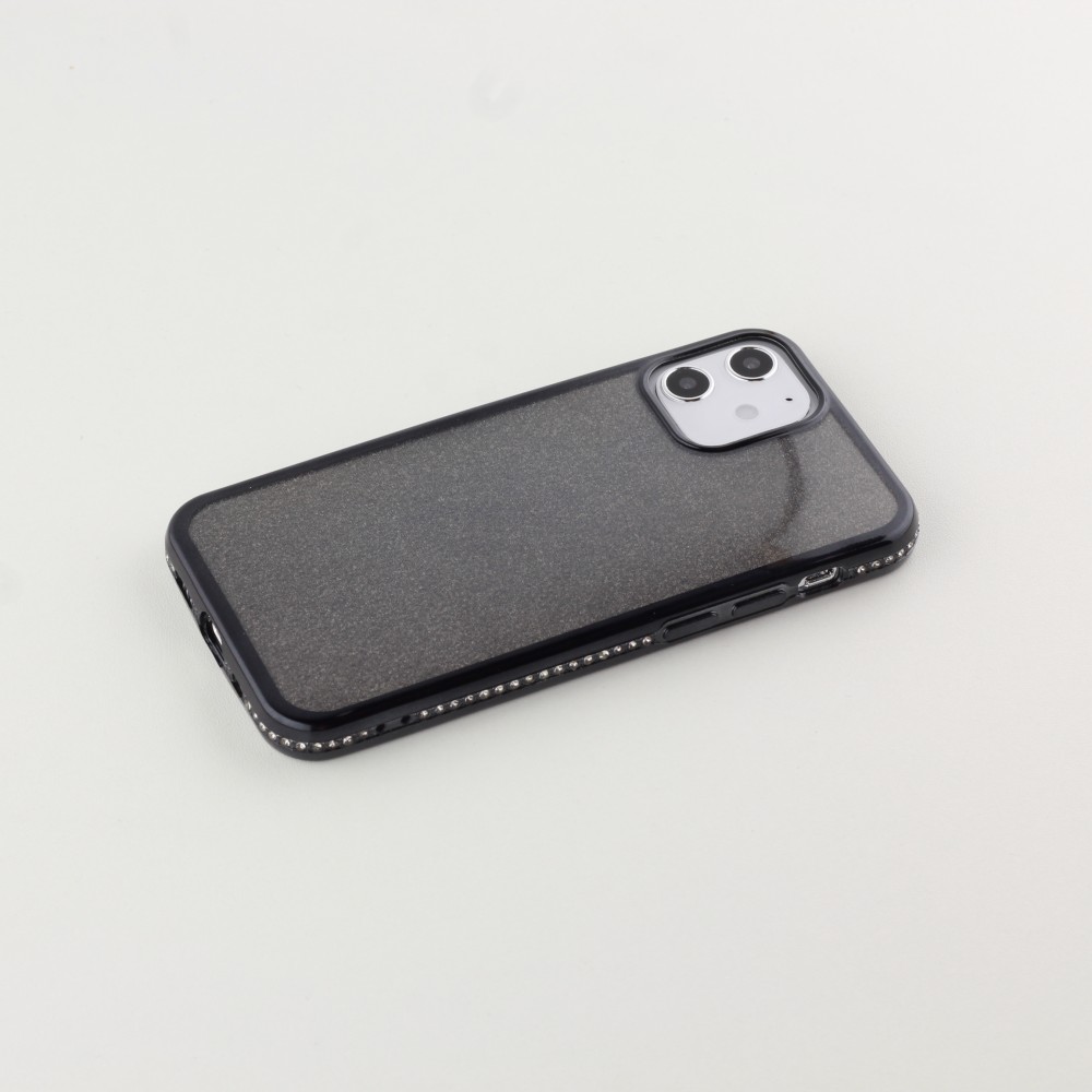 Coque iPhone 12 mini - Bumper Diamond strass - Noir