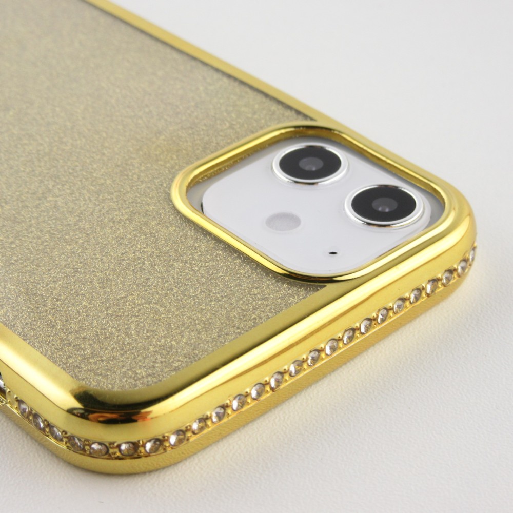 Coque iPhone 12 mini - Bumper Diamond strass - Or