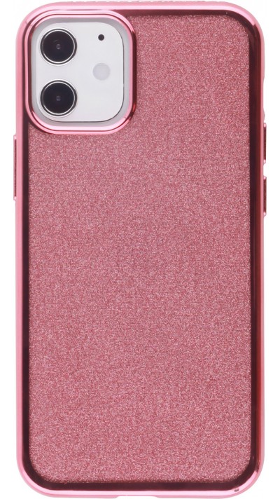 Hülle iPhone 12 / 12 Pro - Bumper Diamond strass rosa - Gold