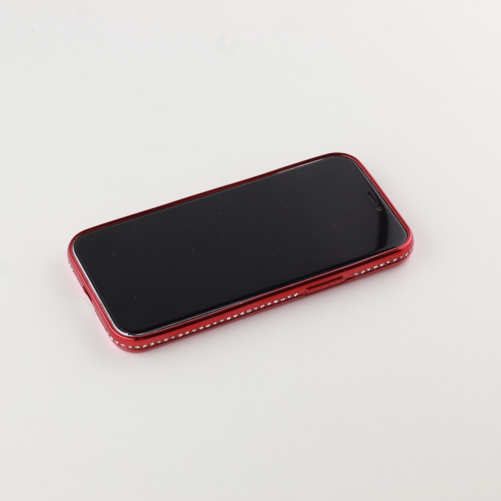Coque iPhone 12 mini - Bumper Diamond strass - Rouge