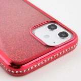 Coque iPhone 12 mini - Bumper Diamond strass - Rouge