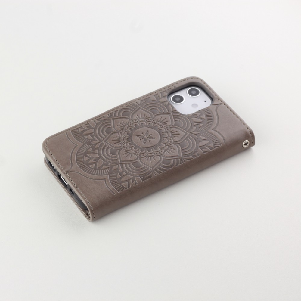 Hülle iPhone 12 mini - Flip Dreamcatcher - Grau