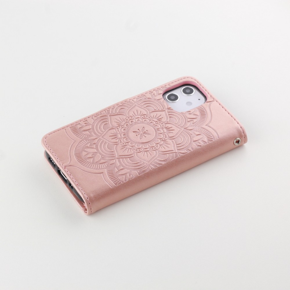 Hülle iPhone 12 mini - Flip Dreamcatcher hell- Rosa