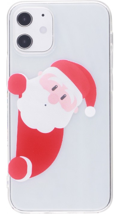 Hülle iPhone 12 mini - Gummi transparent Weihnachten santa