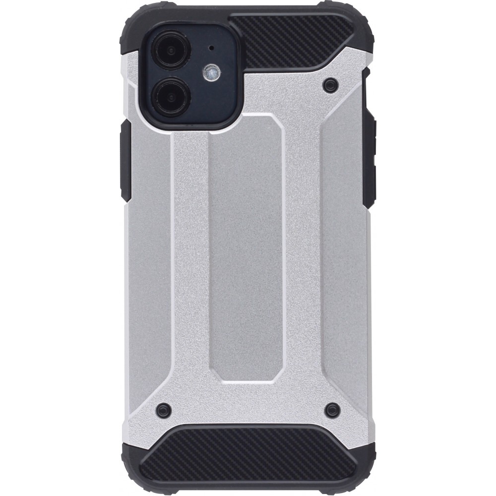 Coque iPhone 12 / 12 Pro - Hybrid carbon - Argent