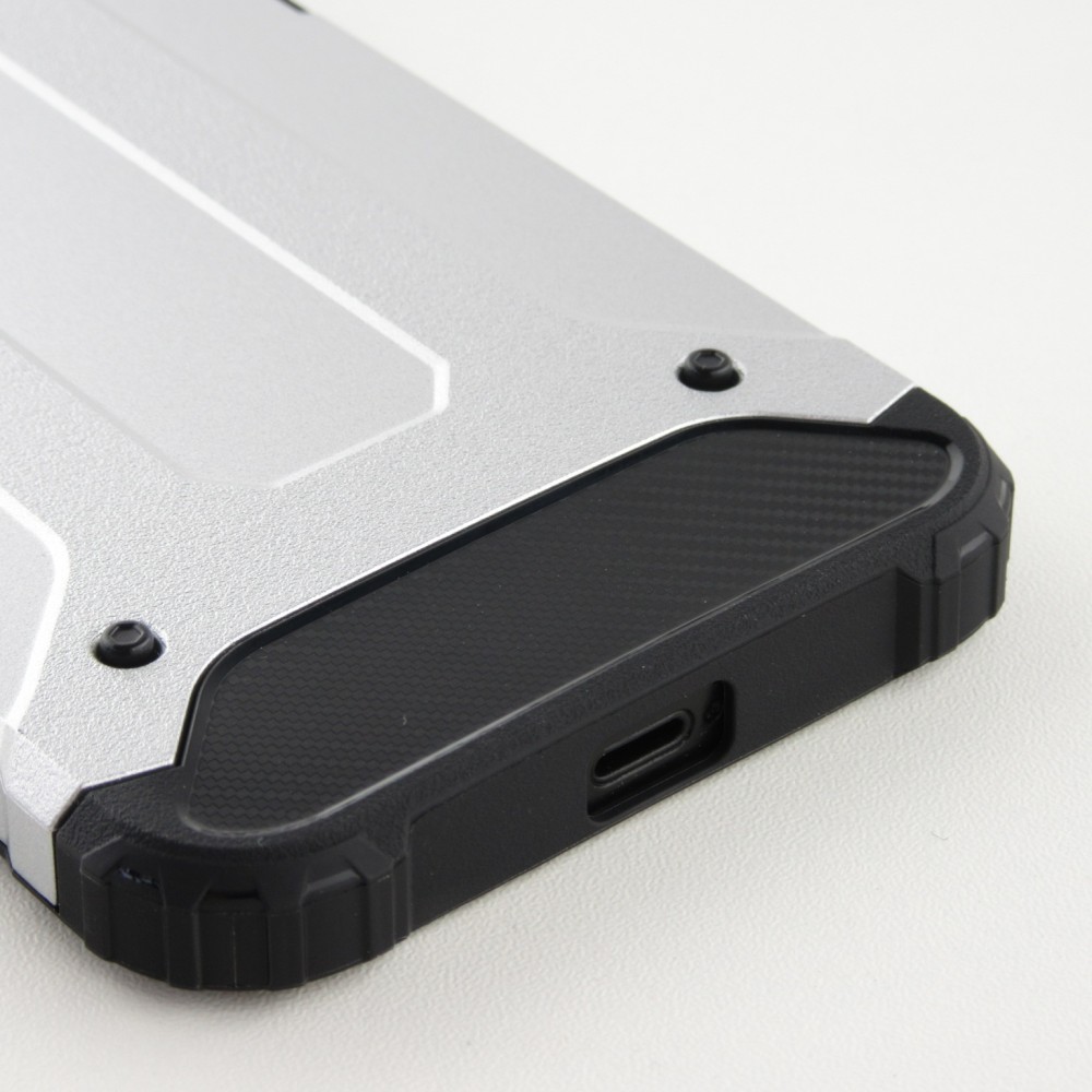 Coque iPhone 12 mini - Hybrid carbon - Argent