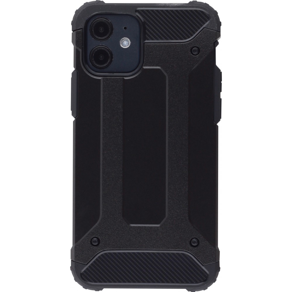 Coque iPhone 12 / 12 Pro - Hybrid carbon - Noir