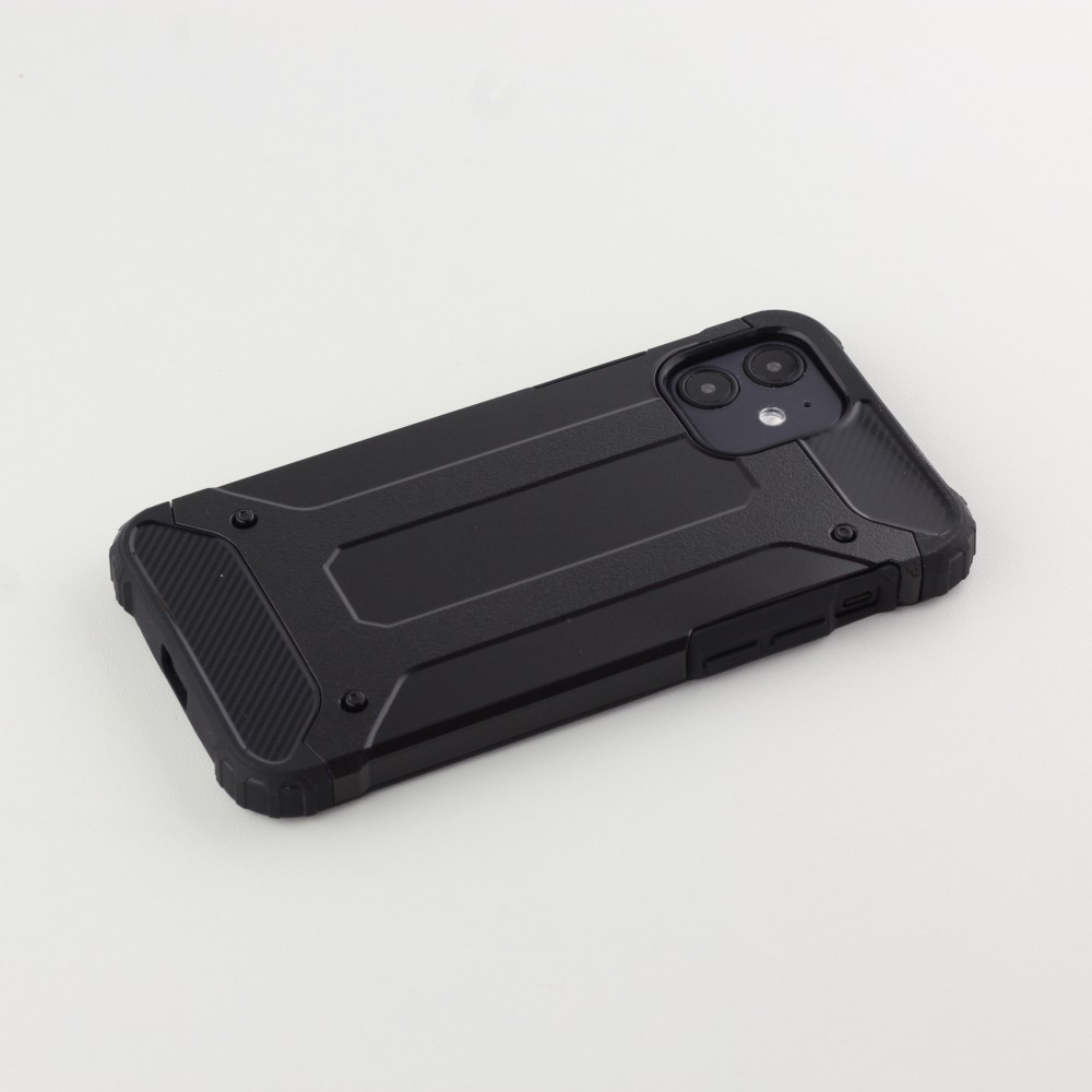 Coque iPhone 12 / 12 Pro - Hybrid carbon - Noir