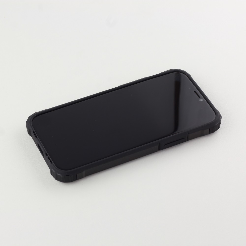 Coque iPhone 12 / 12 Pro - Hybrid carbon - Noir