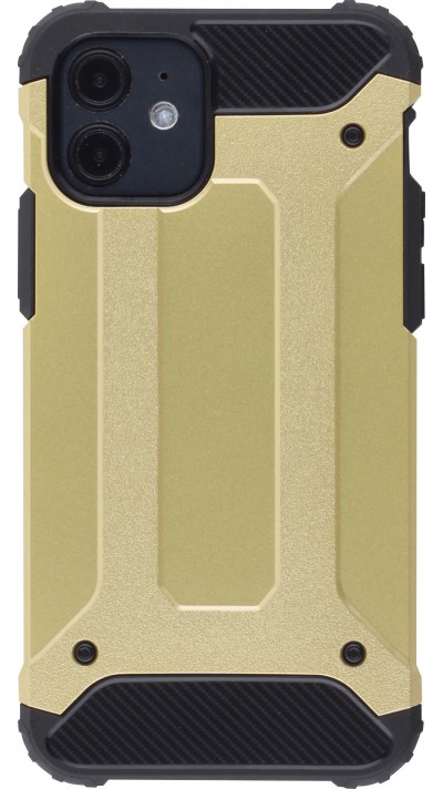 Coque iPhone 12 mini - Hybrid carbon - Or