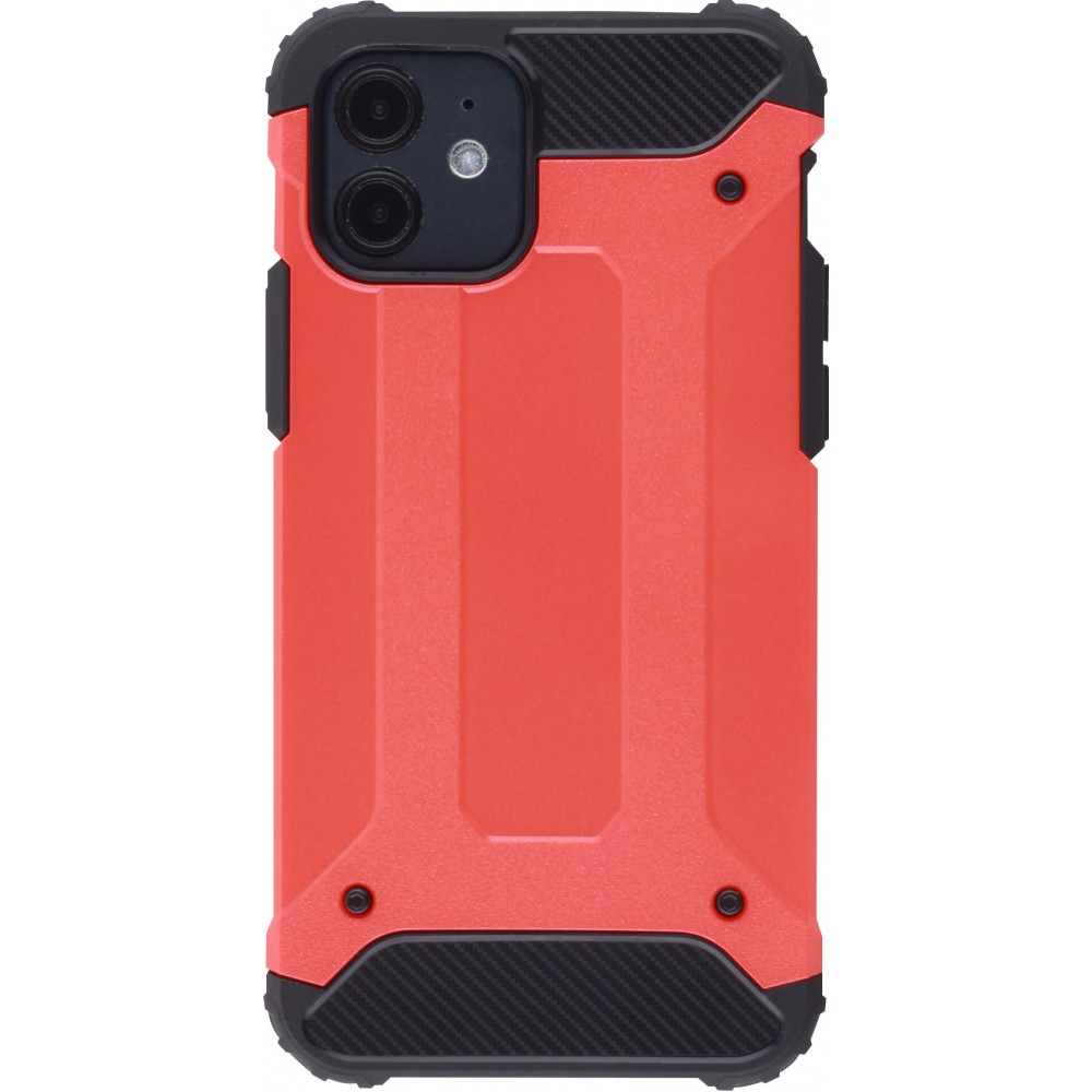 Coque iPhone 12 mini - Hybrid carbon - Rouge