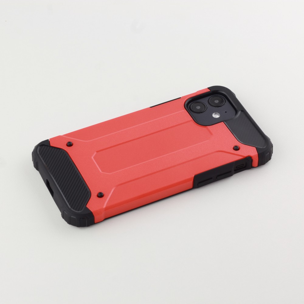 Coque iPhone 12 mini - Hybrid carbon - Rouge