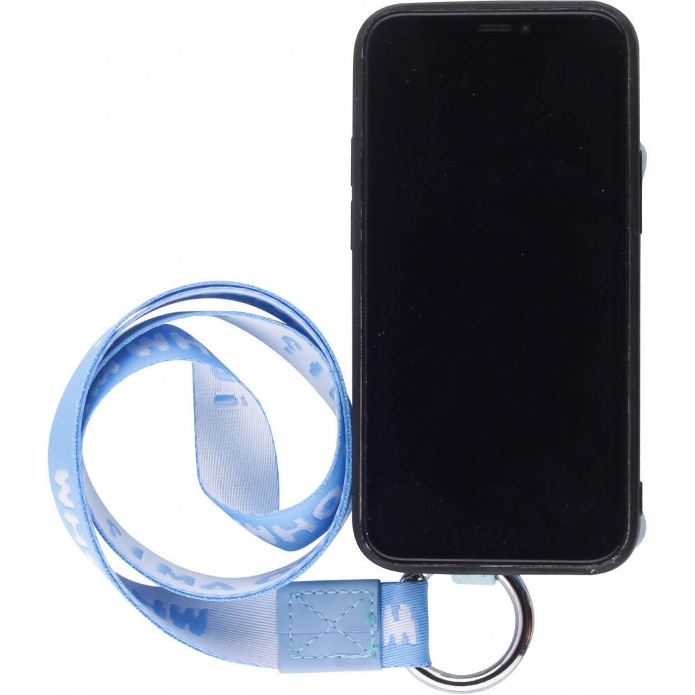 Coque iPhone 12 mini - Wallet Poche avec cordon  - Bleu