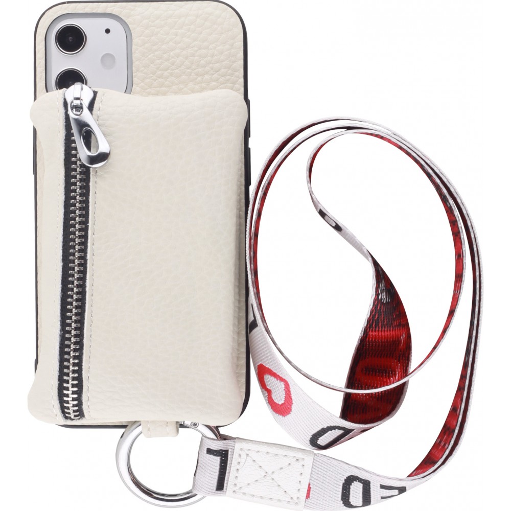 Hülle iPhone 12 mini - Wallet mit tasche und Schleife - Weiss