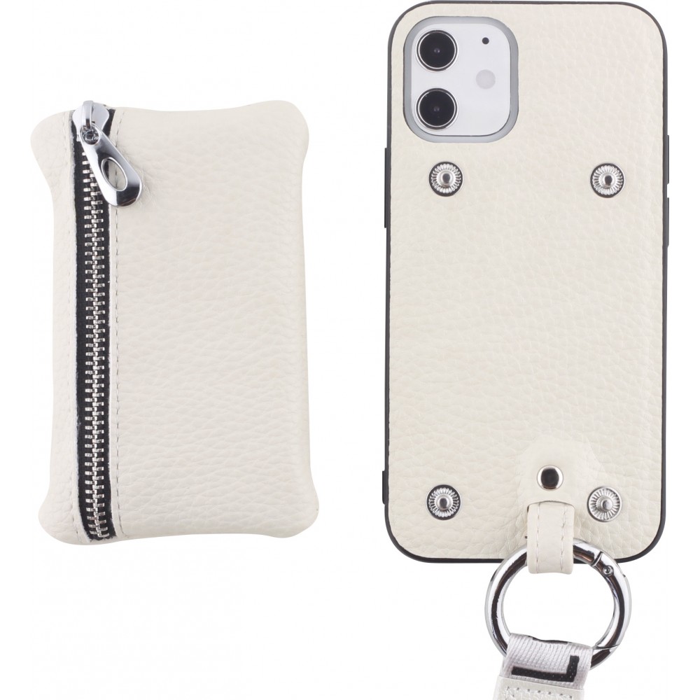 Hülle iPhone 12 mini - Wallet mit tasche und Schleife - Weiss