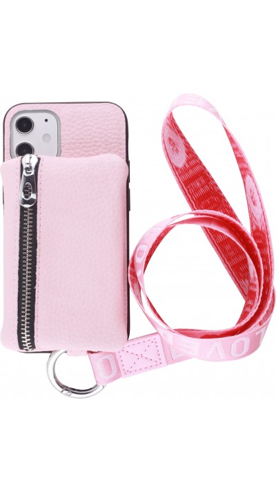 Hülle iPhone 12 mini - Wallet mit tasche und Schleife - Rosa