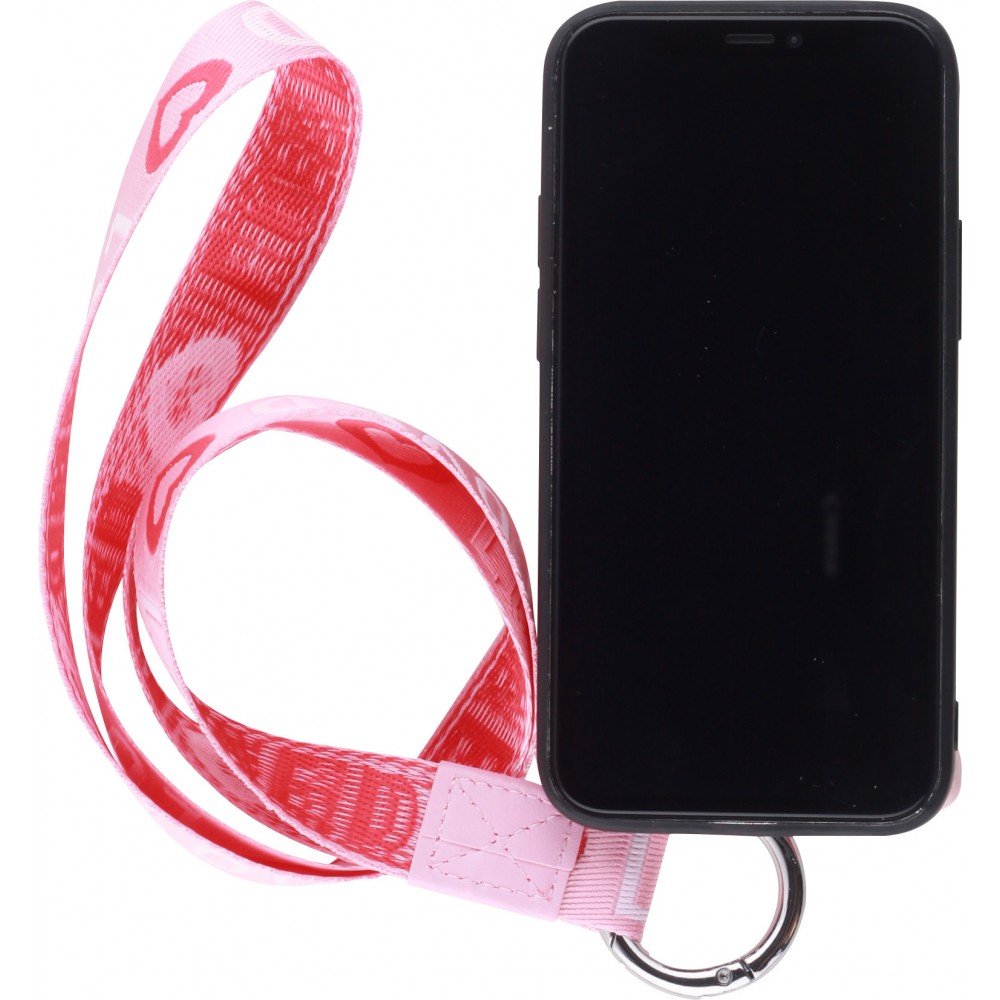 Coque iPhone 12 mini - Wallet Poche avec cordon - Rose