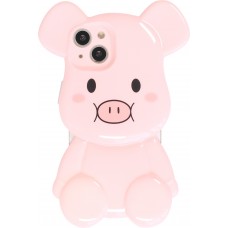 iPhone 13 Case Hülle - 3D Schweinchen niedlich - Rosa