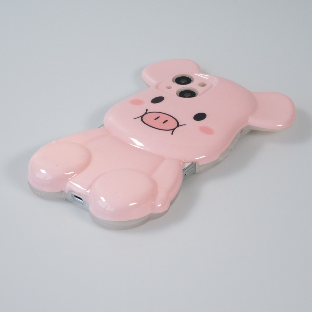 Coque iPhone 13 - 3D Petit cochon mignon - Rose