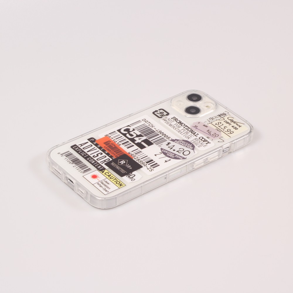 Coque iPhone 13 - Autocollant Vintage Sticker étiquette de prix collage - Transparent