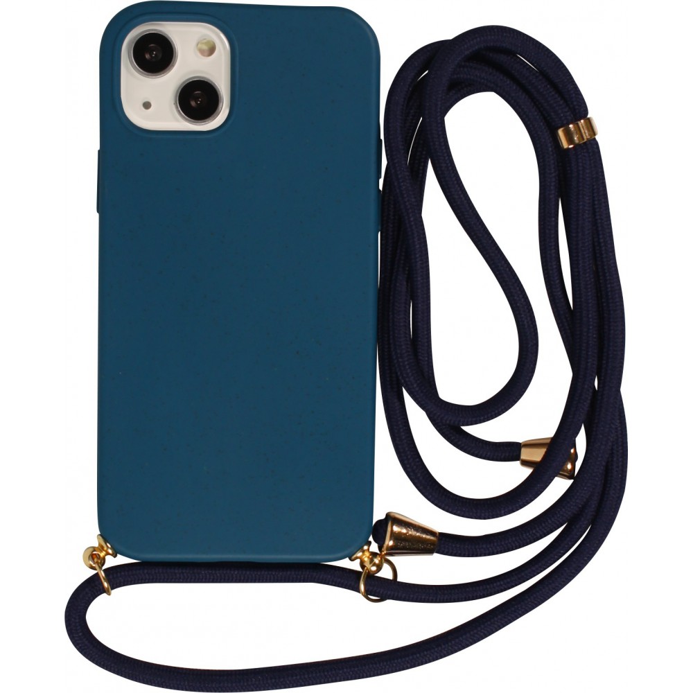 iPhone 13 Case Hülle - Bio Eco-Friendly Vegan mit Handykette Necklace blau