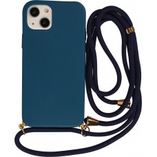 Coque iPhone 13 mini - Bio Eco-Friendly nature avec cordon collier - Bleu