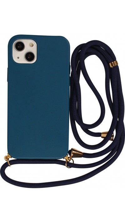 Coque iPhone 13 mini - Bio Eco-Friendly nature avec cordon collier - Bleu