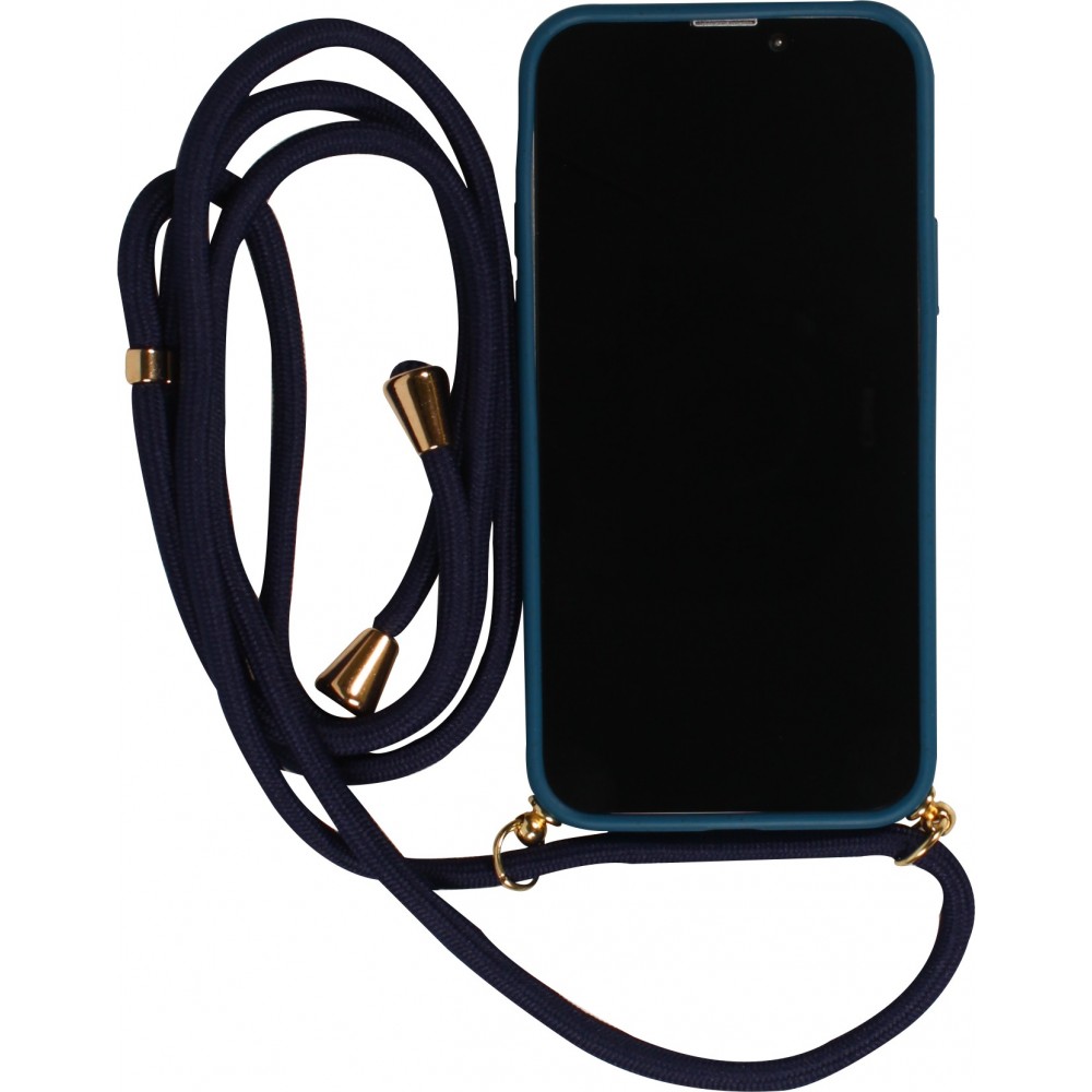 iPhone 12 / 12 Pro Case Hülle - Bio Eco-Friendly Vegan mit Handykette Necklace blau