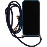 Coque iPhone 12 / 12 Pro - Bio Eco-Friendly nature avec cordon collier - Bleu
