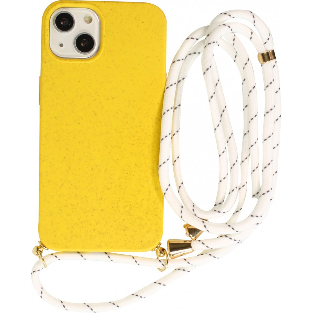 Coque iPhone 13 mini - Bio Eco-Friendly nature avec cordon collier jaune