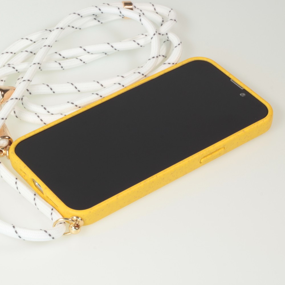 Coque iPhone 13 mini - Bio Eco-Friendly nature avec cordon collier jaune