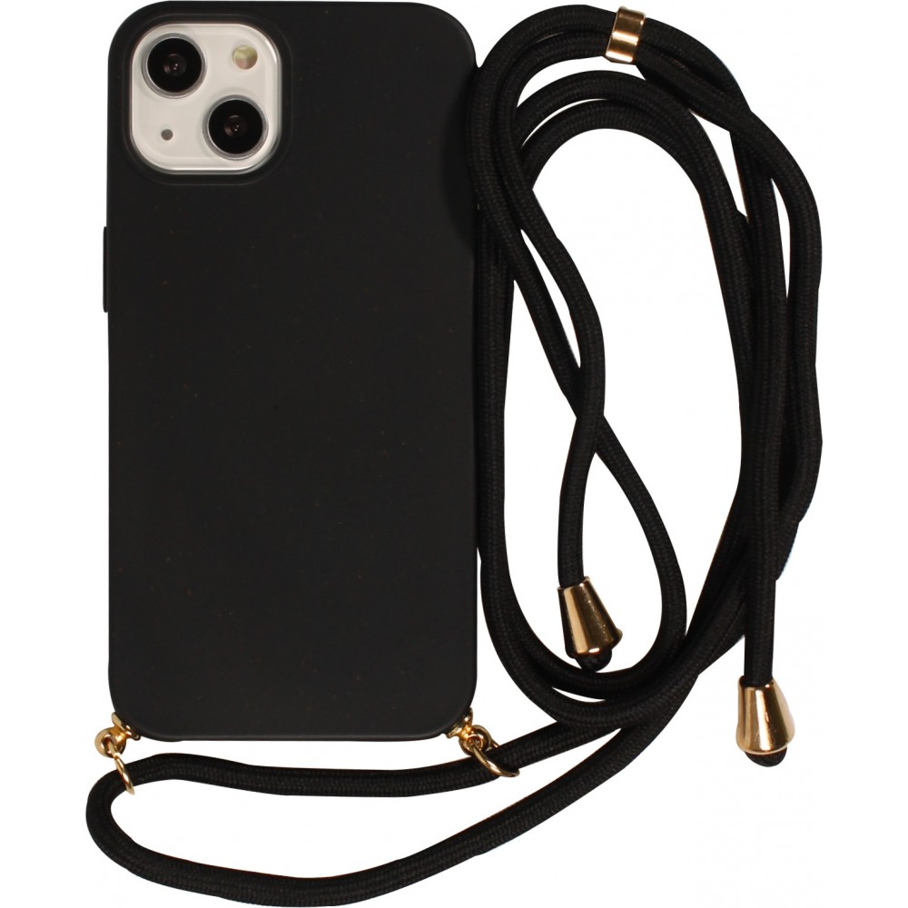 Coque iPhone 13 mini - Bio Eco-Friendly nature avec cordon collier - Noir