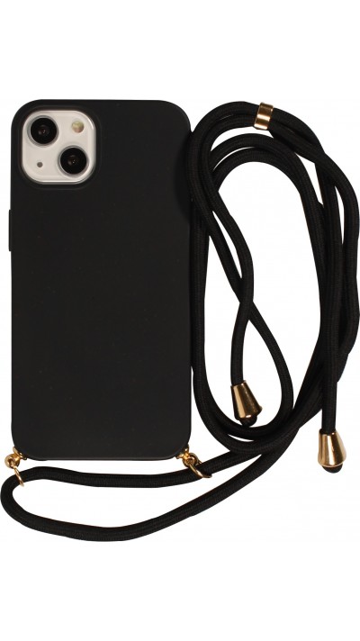 iPhone 13 Case Hülle - Bio Eco-Friendly Vegan mit Handykette Necklace - Schwarz