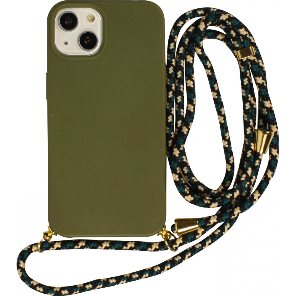 iPhone 13 Case Hülle - Bio Eco-Friendly Vegan mit Handykette Necklace - Dunkelgrün