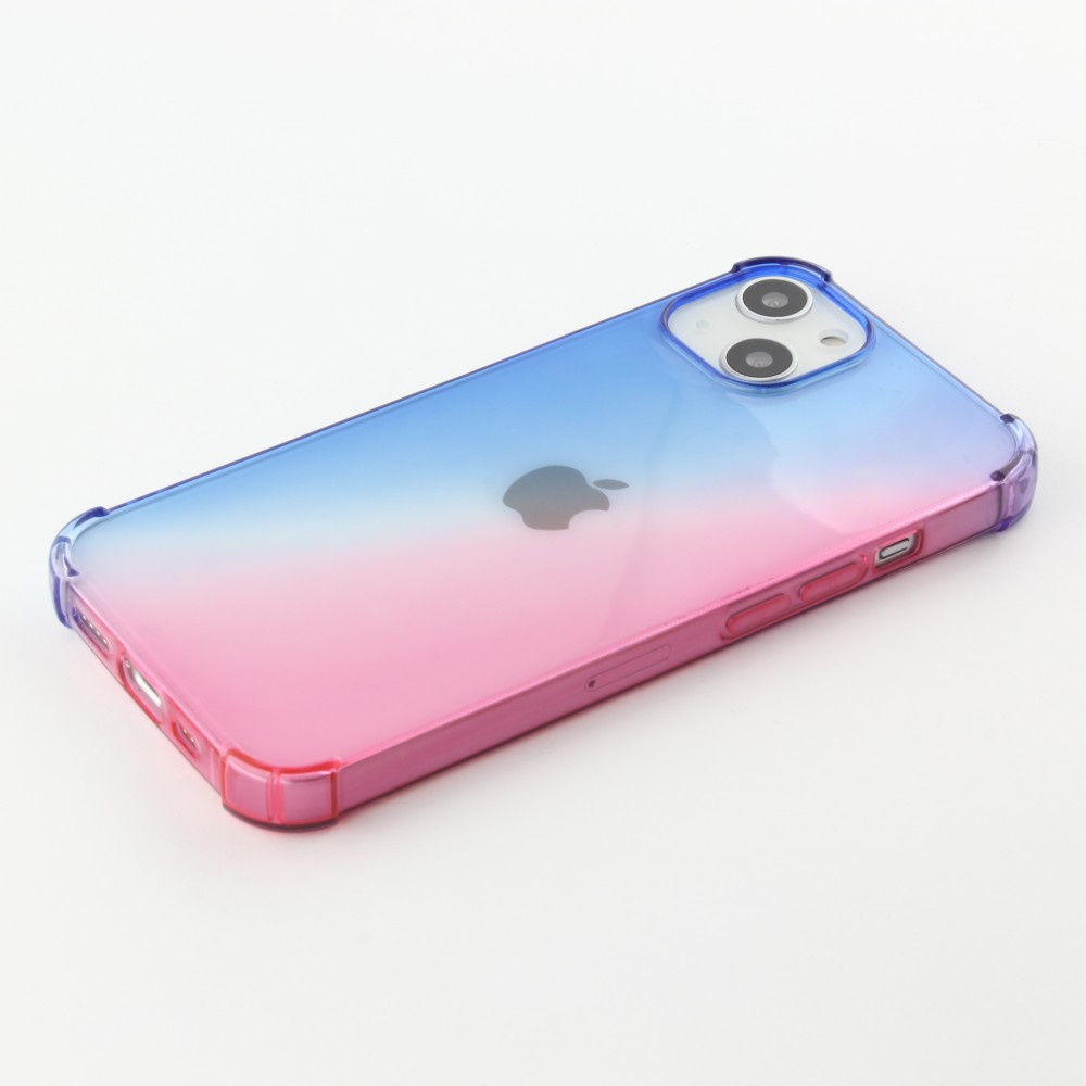 iPhone 13 Case Hülle - Gummi Bumper Rainbow mit extra Schutz für Ecken Antischock - bleu - Rosa