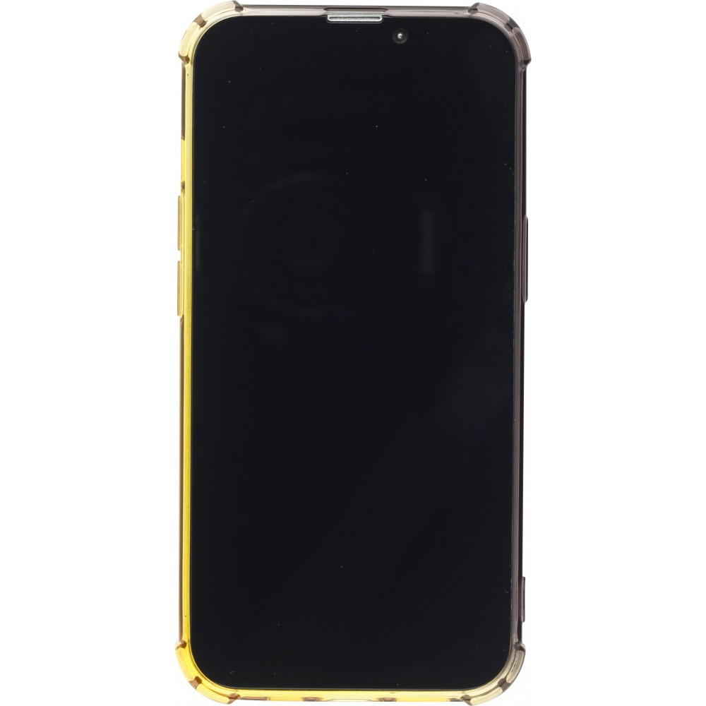 iPhone 13 Case Hülle - Gummi Bumper Rainbow mit extra Schutz für Ecken Antischock - braun - Gelb