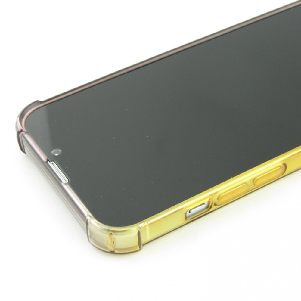 iPhone 13 Case Hülle - Gummi Bumper Rainbow mit extra Schutz für Ecken Antischock - braun - Gelb