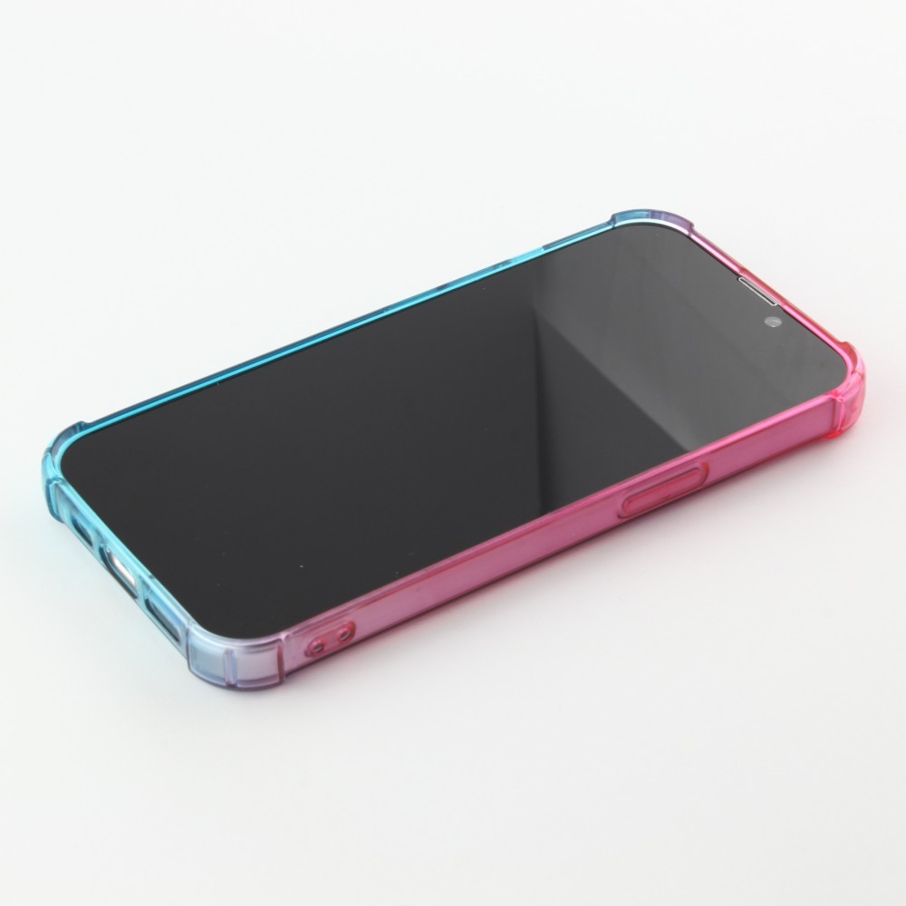 Coque iPhone 13 - Bumper Rainbow Silicone anti-choc avec bords protégés -  rose - Bleu