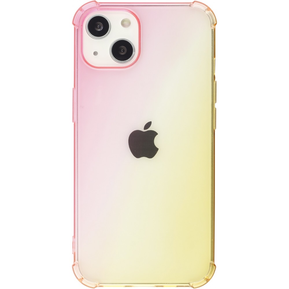 iPhone 13 Case Hülle - Gummi Bumper Rainbow mit extra Schutz für Ecken Antischock - rosa - Gelb