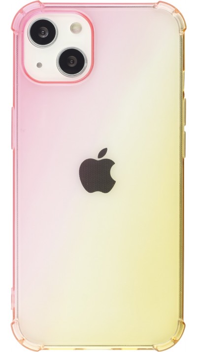 Coque iPhone 13 - Bumper Rainbow Silicone anti-choc avec bords protégés -  rose jaune