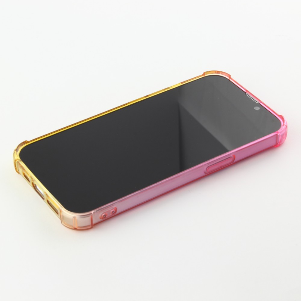 iPhone 13 Case Hülle - Gummi Bumper Rainbow mit extra Schutz für Ecken Antischock - rosa - Gelb