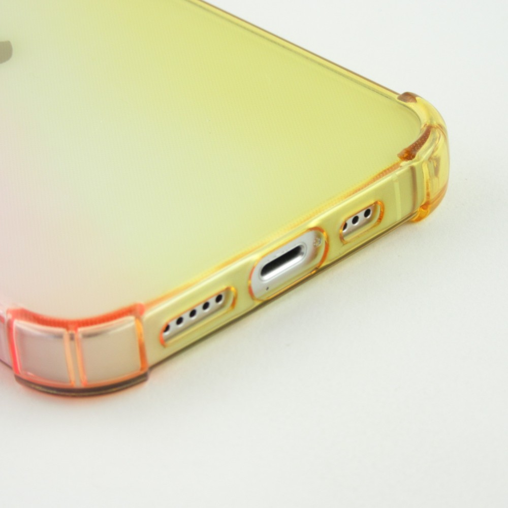 iPhone 13 Case Hülle - Gummi Bumper Rainbow mit extra Schutz für Ecken Antischock - rosa - Gelb