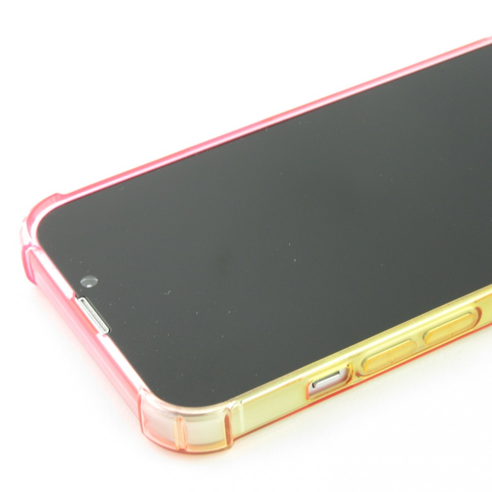 Coque iPhone 13 - Bumper Rainbow Silicone anti-choc avec bords protégés -  rose jaune