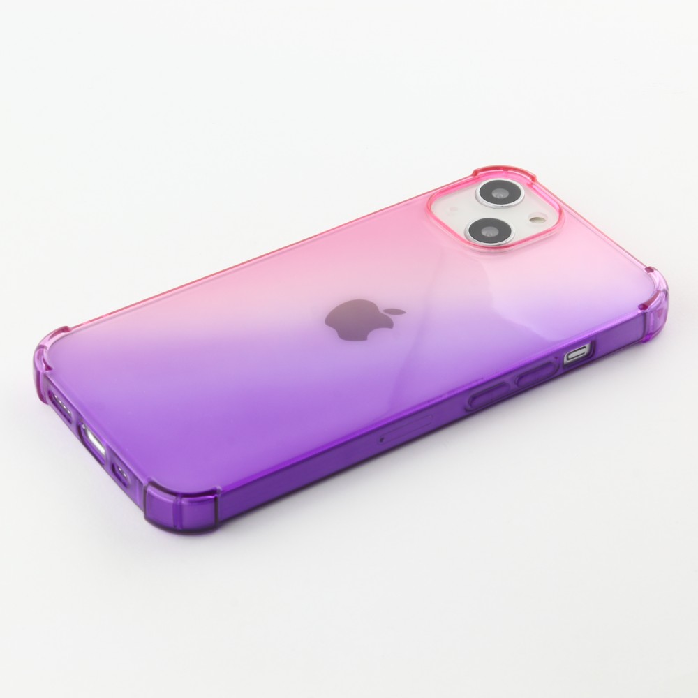 iPhone 13 Case Hülle - Gummi Bumper Rainbow mit extra Schutz für Ecken Antischock - rosa - Violett